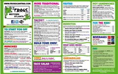 Frogs Food Menu